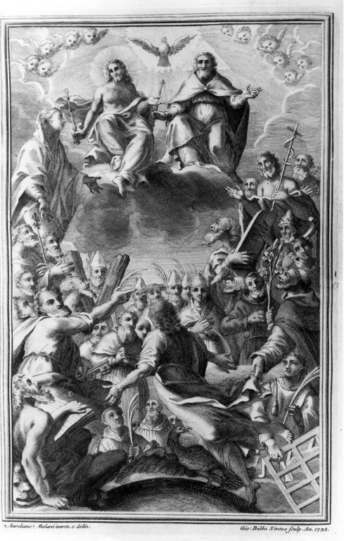 Comunione dei santi (stampa) di Milani Aureliano, Sintes Giovanni Battista (sec. XVIII)