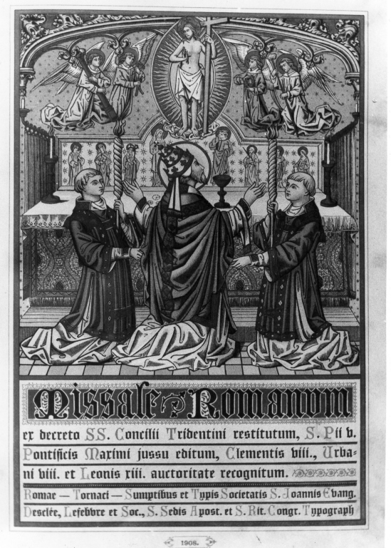 celebrazione della messa (stampa) - ambito romano (sec. XX)