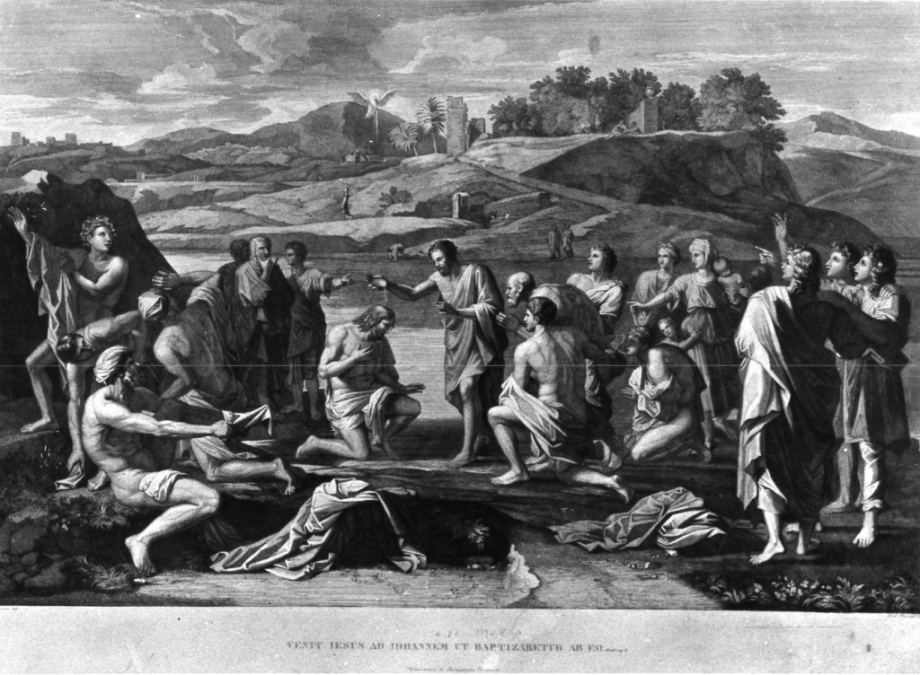 battesimo di Cristo (Battesimo) (stampa) di Prosseda Ludovico (sec. XIX)