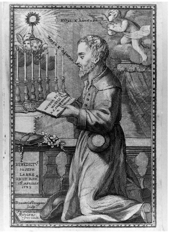 Benedetto Giuseppe Labrè (stampa smarginata) di Cunego Luigi (sec. XVIII)