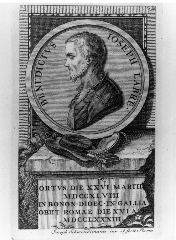 Benedetto Giuseppe Labrè (stampa) di Schwendimann Joseph (sec. XVIII)
