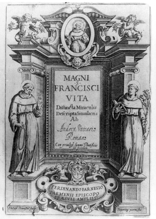 finta architettura con santi (stampa) di Thomassin Philippe (inizio sec. XVII)