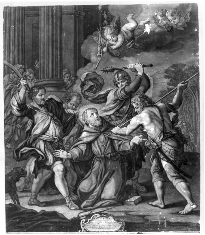 martirio del Beato Fedele da Sigmaringa (stampa smarginata) di Conca Sebastiano (prima metà sec. XVIII)