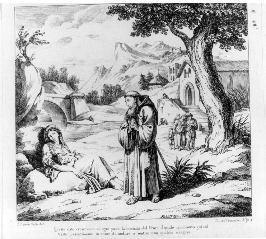Padre Galdino incontra i mendicanti (stampa) di Pinelli Bartolomeo, Raibolini Francesco detto Francesco Francia (sec. XIX)