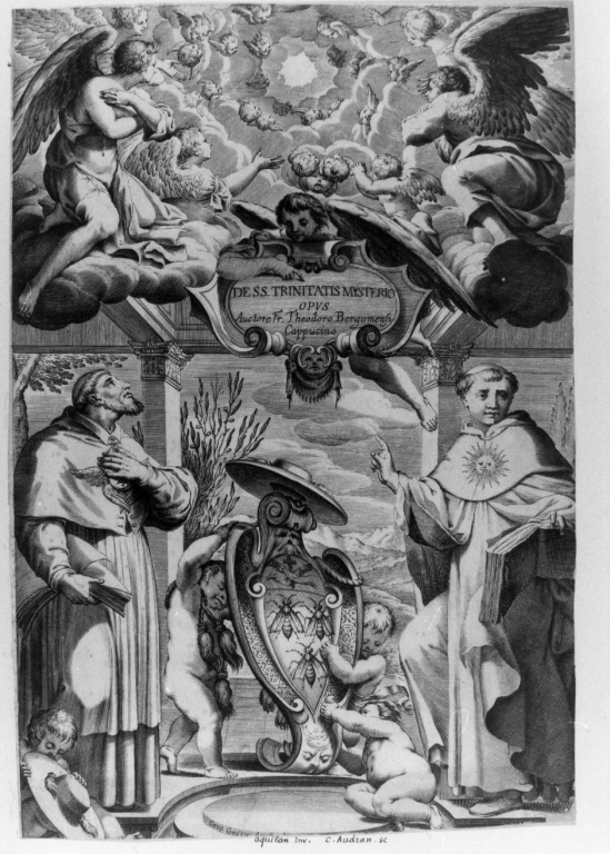 San Giocchino da Fiore e un altro santo (stampa) di Audran Charles, Grassi Gregorio (sec. XVII)
