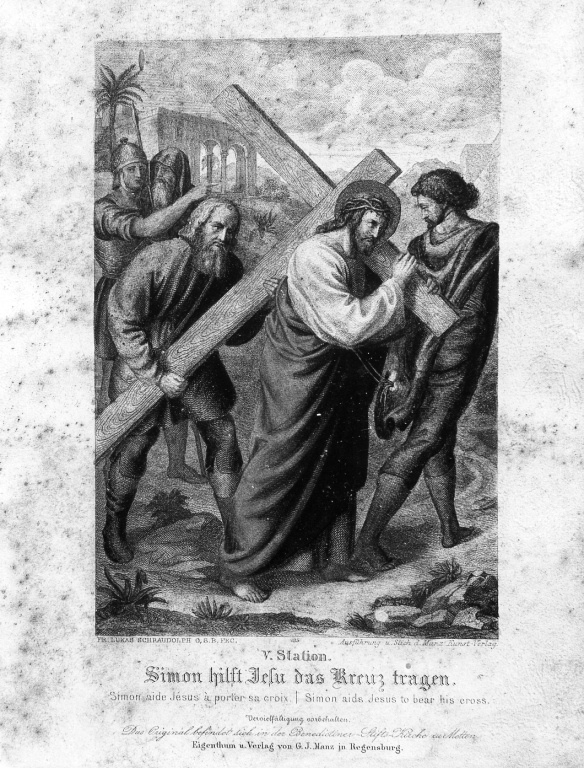 stazioni della via crucis (stampa, serie) di Schraudolph Mattias (attribuito) (sec. XIX)