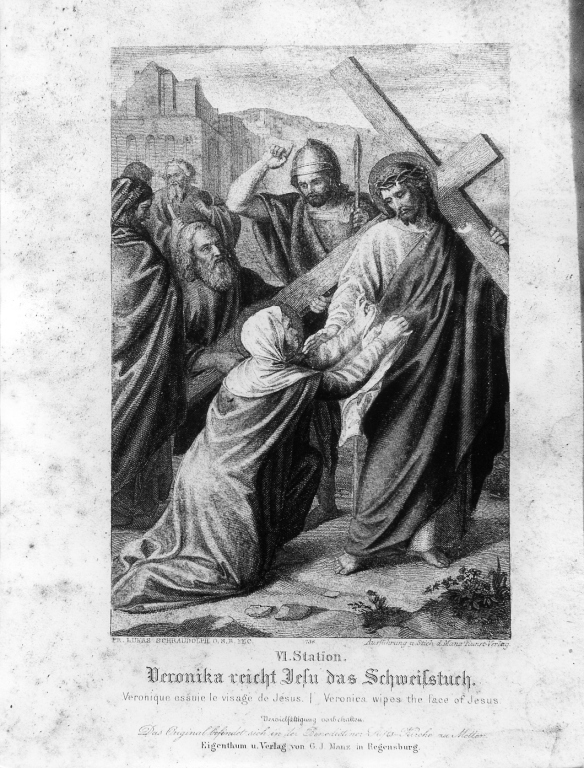 stazioni della via crucis (stampa, serie) di Schraudolph Mattias (attribuito) (sec. XIX)