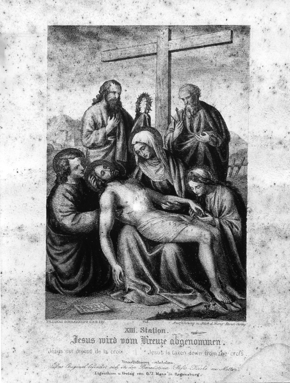 stazioni della via crucis (stampa, serie) di Schraudolph Mattias (attribuito) (sec. XIX)