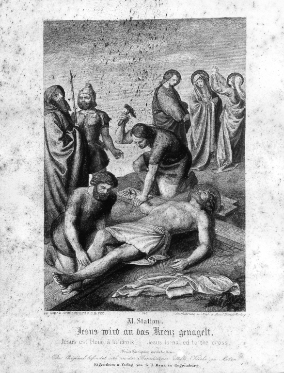 stazioni della via crucis (stampa, serie) di Schraudolph Mattias (attribuito) (sec. XIX)
