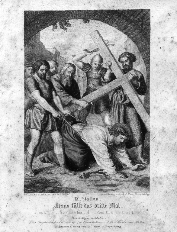 stazioni della via crucis (stampa, serie) di Schraudolph Mattias (attribuito) (sec. XIX)