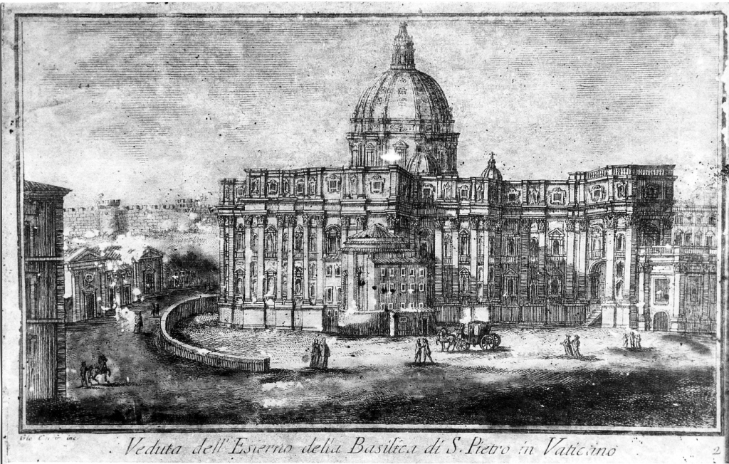Basilica di S. Pietro, veduta esterna (stampa, serie) di Cassini Giovanni Maria (sec. XVIII)
