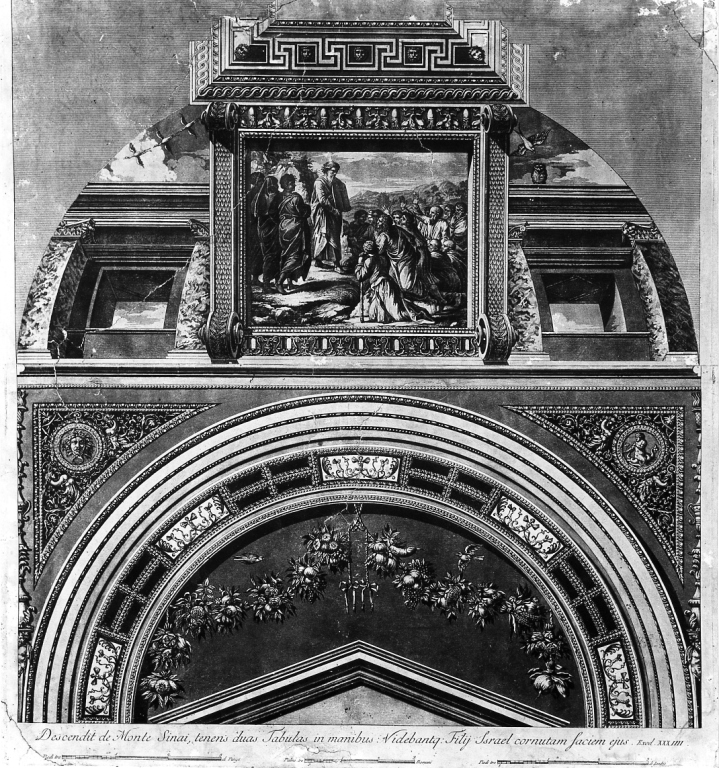 Mosè discende dal Monte Sinai con le Tavole della Legge (stampa, serie) - ambito italiano (sec. XVIII)
