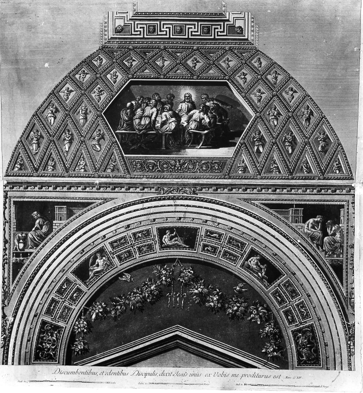 ultima cena e motivi decorativi (stampa) - ambito italiano (sec. XVIII)