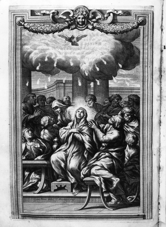 Pentecoste (stampa) di Ferri Ciro (attribuito), Bloemaert Cornelius il Giovane (attribuito) (sec. XVIII)