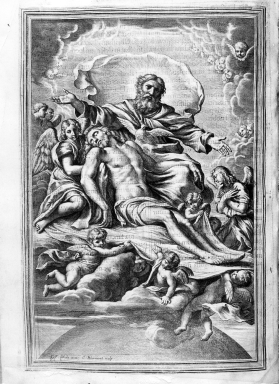 Trinità (stampa) di Bloemaert Cornelius il Giovane (attribuito), Mola Pier Francesco (attribuito) (sec. XVIII)