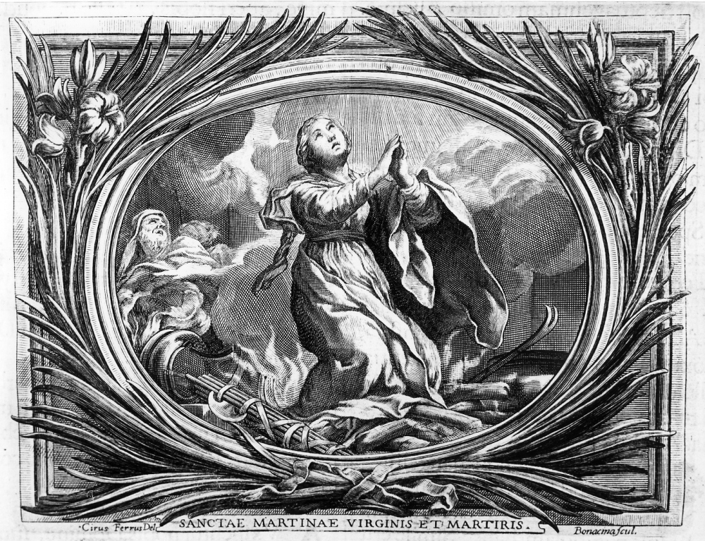 Santa Martina vergine e martire (stampa) di Ferri Ciro (attribuito), Bonacina Cesare Agostino (attribuito) (sec. XVIII)