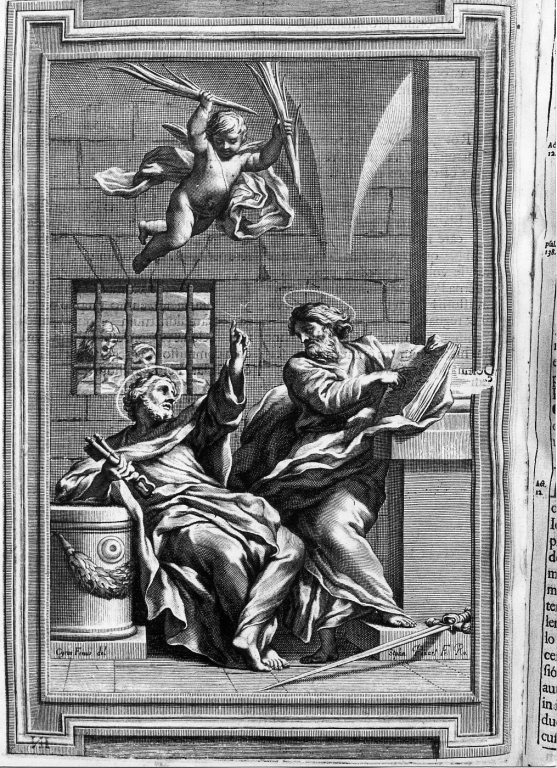 SS. Pietro e Paolo in carcere (stampa) di Ferri Ciro (attribuito), Picart Etienne (attribuito) (sec. XVIII)
