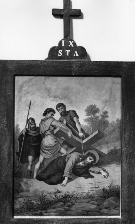 stazione IX: Gesù cade sotto la croce la terza volta (stampa) - ambito italiano (sec. XX)