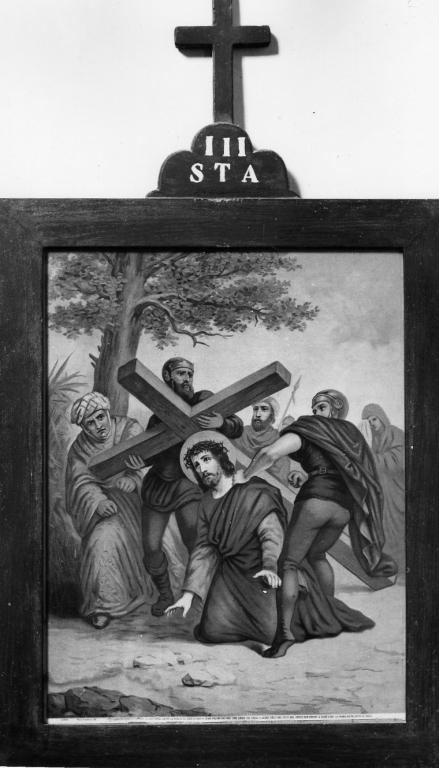 stazione III: Gesù cade sotto la croce la prima volta (stampa) - ambito italiano (sec. XX)