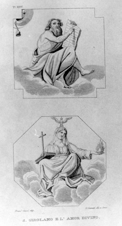 San Girolamo e l'Amor Divino (stampa, serie) di Canuti Gaetano, Gessi Giovan Francesco (sec. XIX)