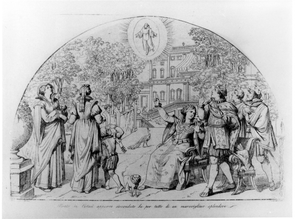 apparizione di San Francesco di Paola (stampa, serie) di Nogari Paris detto Paris Romano, Pinelli Bartolomeo (sec. XIX)