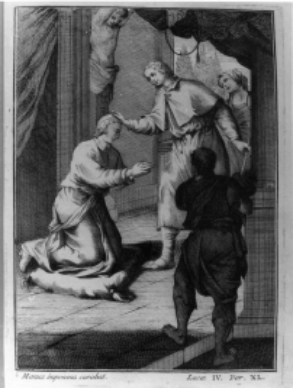 San Rocco guarisce il cardinal Britanno (stampa, serie) di Fossati Giorgio (sec. XVIII)