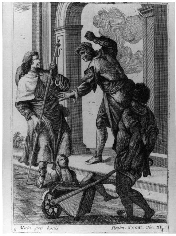 San Rocco cacciato dai piacentini (stampa, serie) di Fossati Giorgio (sec. XVIII)