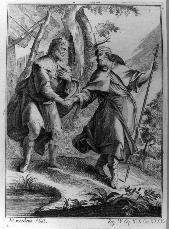 San Rocco parte per Montepellier (stampa, serie) di Fossati Giorgio (sec. XVIII)