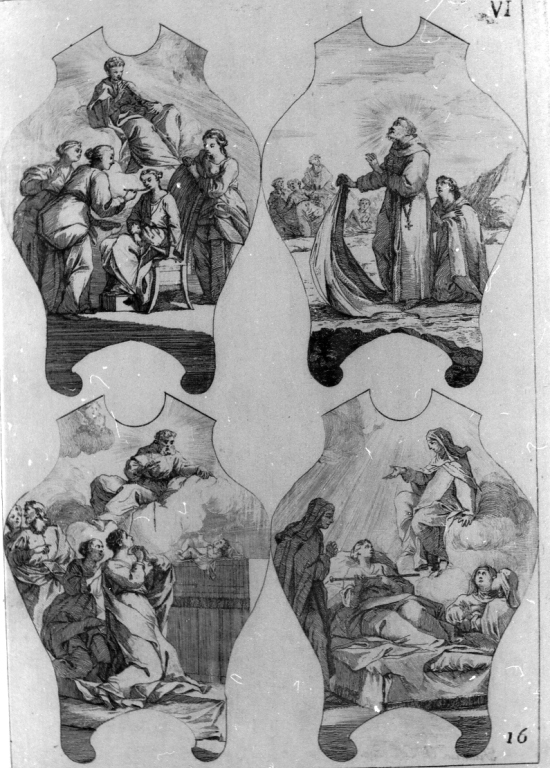 episodi della vita di Santa Caterina dè Ricci (stampa, serie) di Sintes Giovanni Battista (attribuito) (sec. XVIII)
