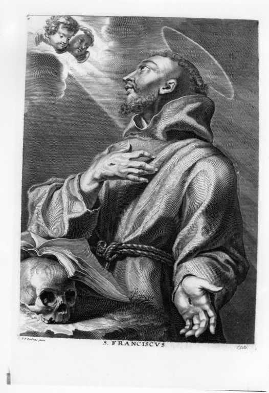 San Francesco d'Assisi in preghiera (stampa) di Rubens Pieter Paul (sec. XVII)