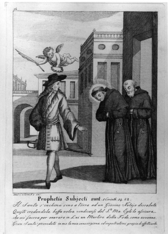 episodi della vita di Sant'Antonio da Padova (stampa smarginata) di Colombo Antonio (sec. XIX)