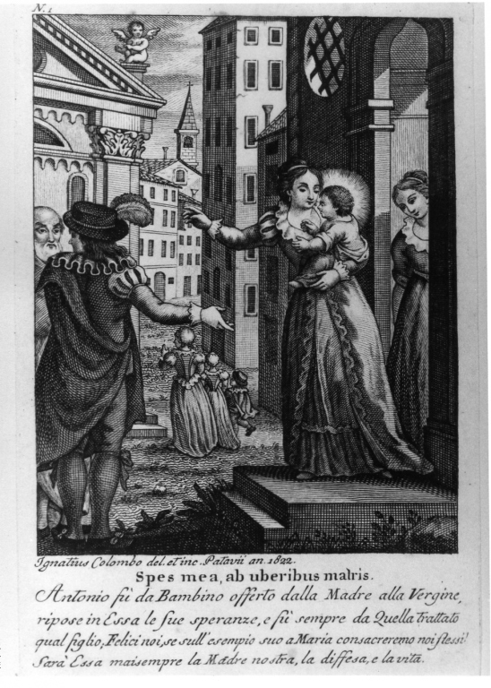 episodi della vita di Sant'Antonio da Padova (stampa smarginata) di Colombo Ignazio (sec. XIX)