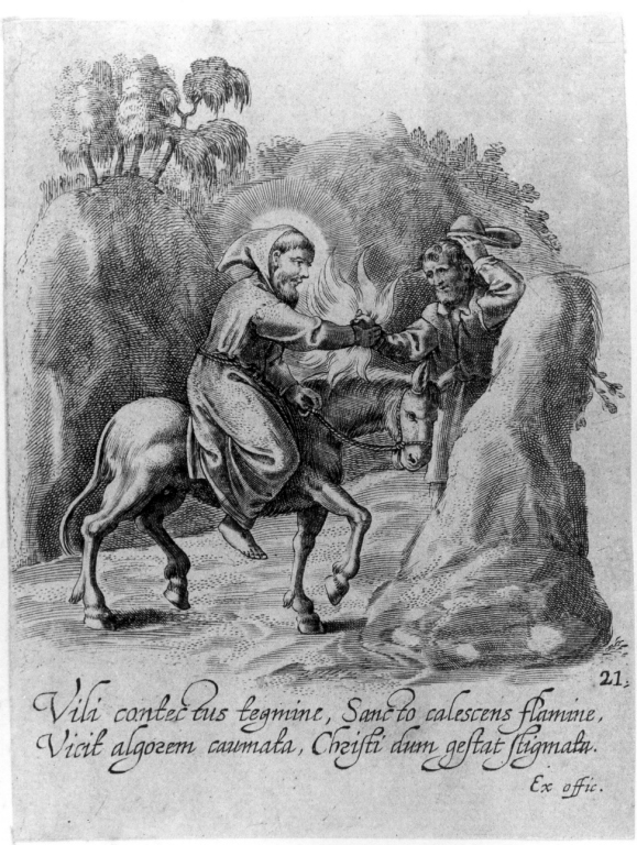 miracolo di San Francesco d'Assisi (stampa smarginata) - ambito romano (sec. XVII)