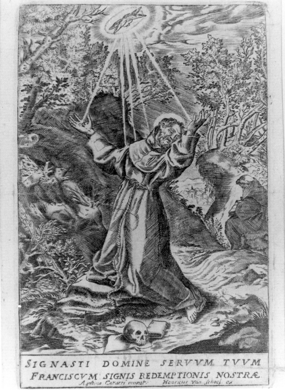 San Francesco d'Assisi riceve le stimmate (stampa) di Carracci Agostino (prima metà sec. XVII)