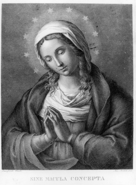 Madonna orante (stampa smarginata) di Mochetti Alessandro, Salvi Giovan Battista detto Sassoferrato (seconda metà sec. XVIII)