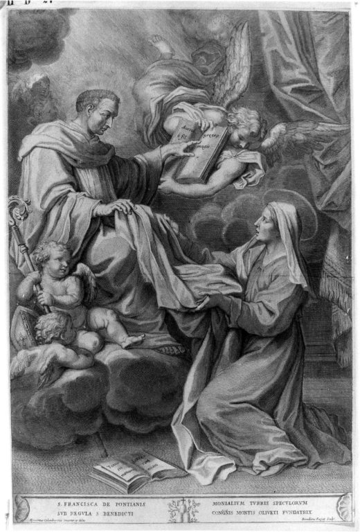 Santa Francesca Romana (stampa smarginata) di Fariat Benoit, Calandrucci Giacinto (seconda metà sec. XVII)
