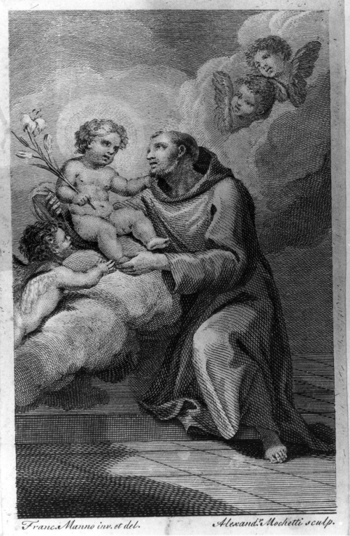 Sant'Antonio da Padova (stampa) di Mochetti Alessandro, Manno Francesco (ultimo quarto sec. XVIII)