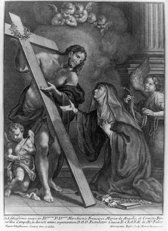 Santa Chiara da Montefalco (stampa) di Rossi Girolamo, Conca Sebastiano (sec. XVIII)