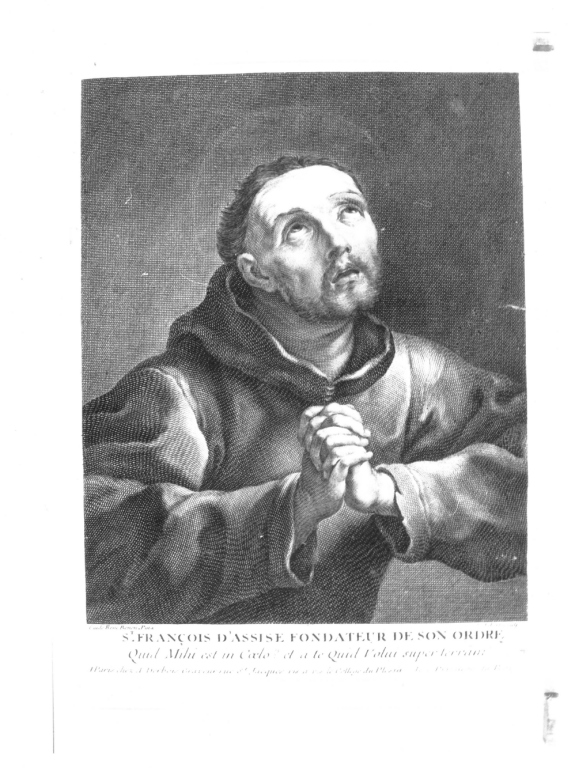 S.t François d'Assisi fondateur de son ordre.., San Francesco d'Assisi (stampa) di Reni Guido, Aubert Jean (prima metà sec. XVIII)