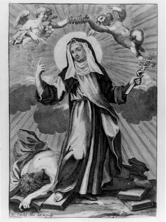 Santa Rosa da Viterbo (stampa smarginata) di Allet Jean Charles (inizio sec. XVIII)