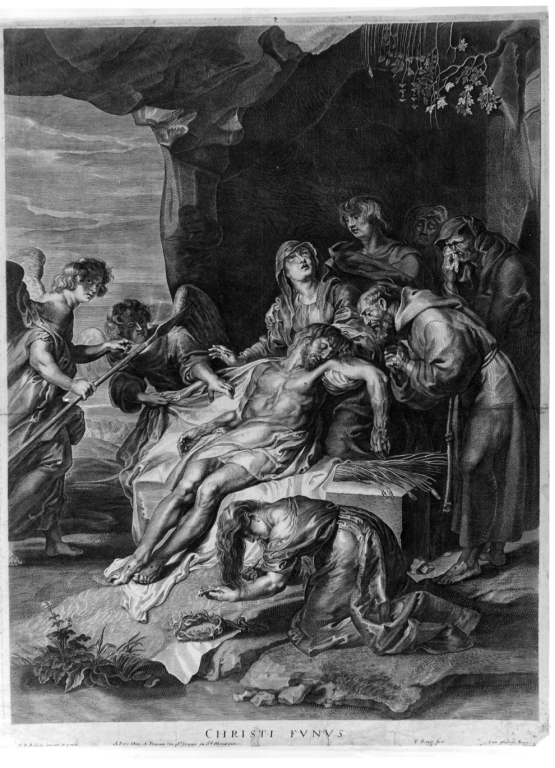 Christi Funus, Deposizione di Cristo nel sepolcro (stampa smarginata) di Rubens Pieter Paul, Ragot François (seconda metà sec. XVII)