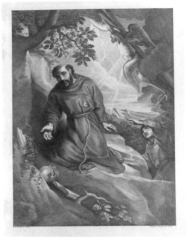 S. Francesco riceve le stimmate (stampa) di Pilsen F, Rubens Pieter Paul (sec. XVIII)