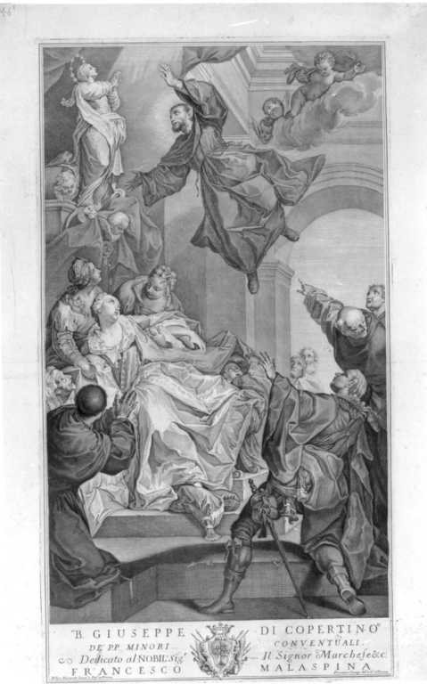 Estasi di S. Giuseppe da Copertino (stampa) di Cunego Domenico (sec. XVIII)