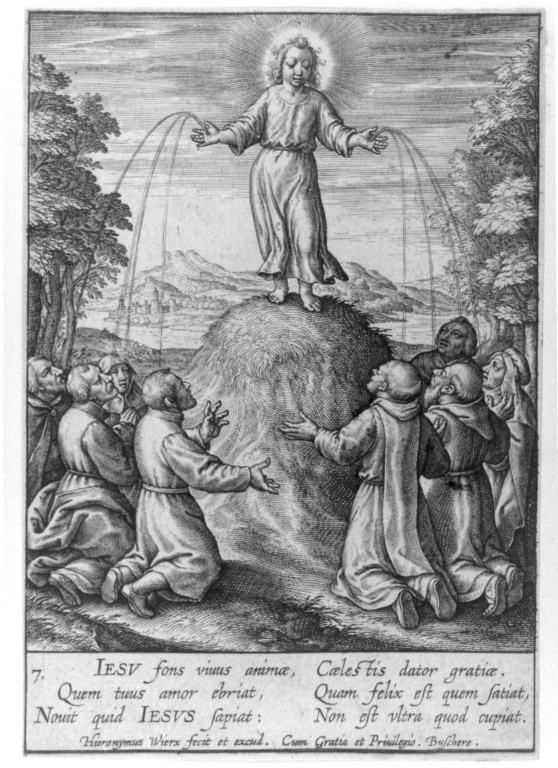 Iesv fons viutus animae (...), Gesù Bambino come Cristo benedicente (stampa) di Wierix Hieronymus (sec. XVI)