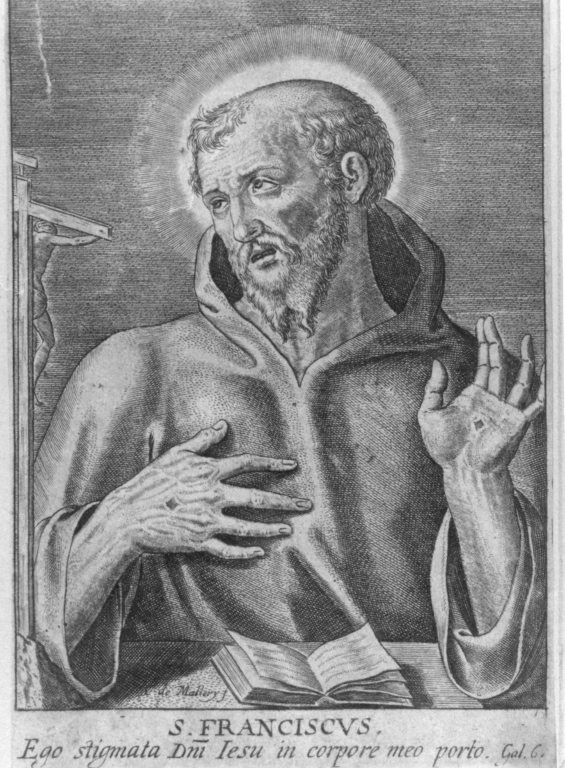 S. Dominicus, S. Domenico in preghiera (stampa) di Van Mallery Karel (prima metà sec. XVII)