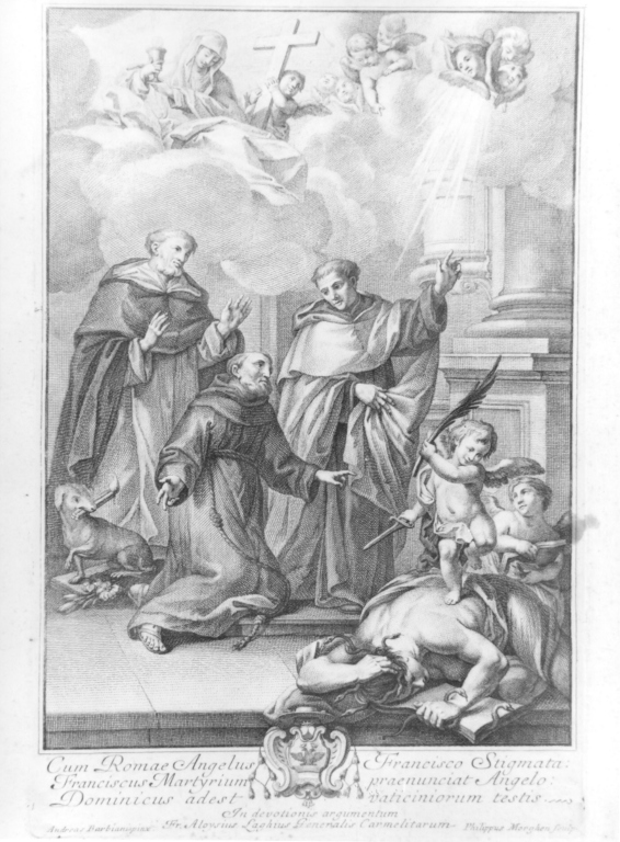Cvm Roame Angelvs Francisco (...), S. Francesco d'Assisi riceve le stimmate (stampa) di Morghen Filippo, Barbiani Andrea (sec. XVIII)