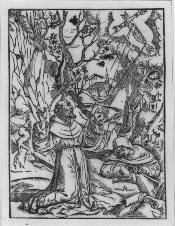 San Francesco d'Assisi riceve le stimmate (stampa) di Stimmer Tobias (seconda metà sec. XVI)