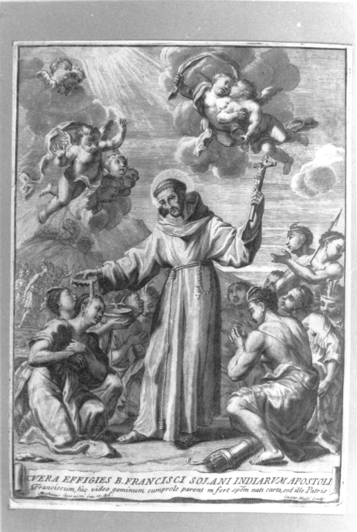 San Francesco Solano (stampa smarginata) di Spargioni Stefano, Massi Gasparo (prima metà sec. XVIII)