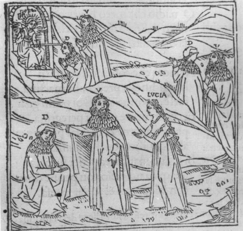 Divina Commedia, Purgatorio, canto IX (stampa smarginata) - ambito italiano (sec. XV)