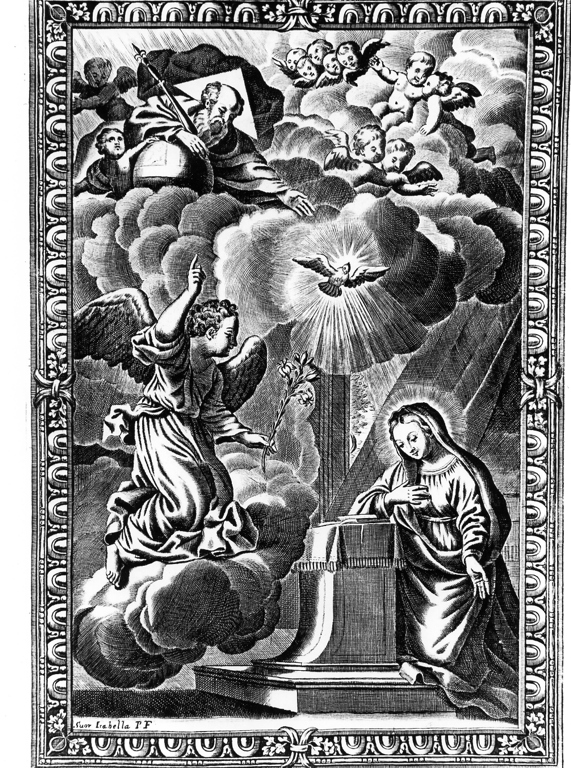 Annunciazione (stampa, elemento d'insieme) di Piccini Isabella (attribuito) (sec. XVIII)